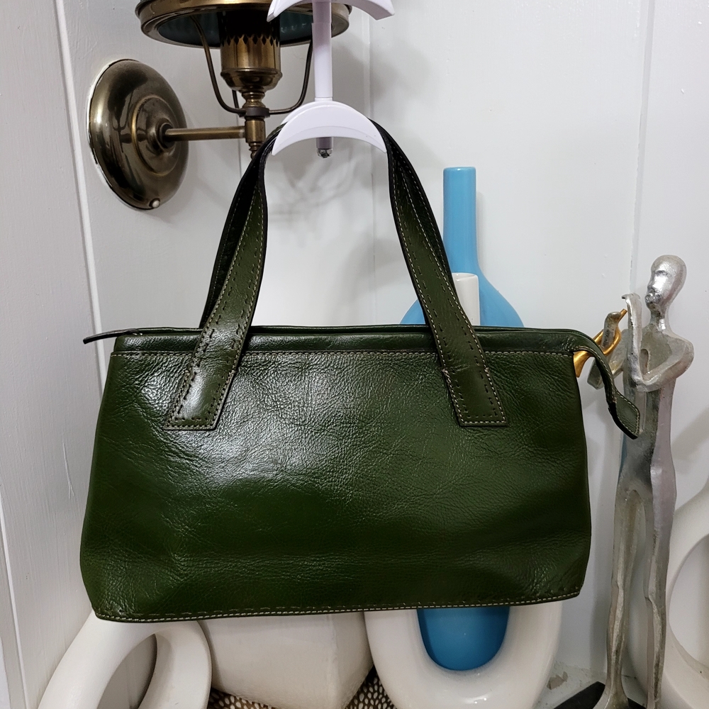 Fossil Green Leather Shoulder Bag
